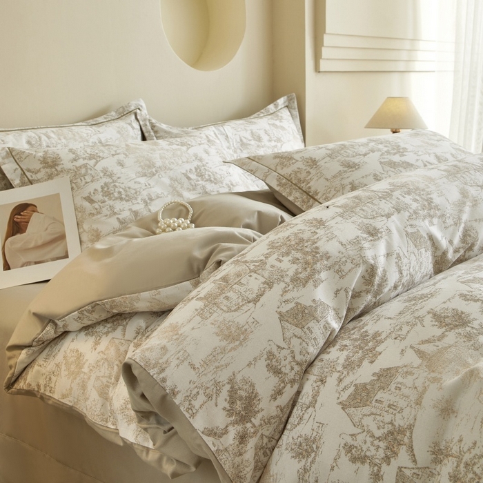 91家纺网 家纺一手货源 找家纺 沐白家居 2025新款全棉生态磨毛四件套浮生