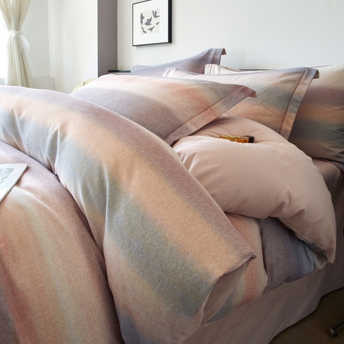 91家纺网 家纺一手货源 找家纺 沐白家居 2025新款全棉生态磨毛四件套简希-豆沙