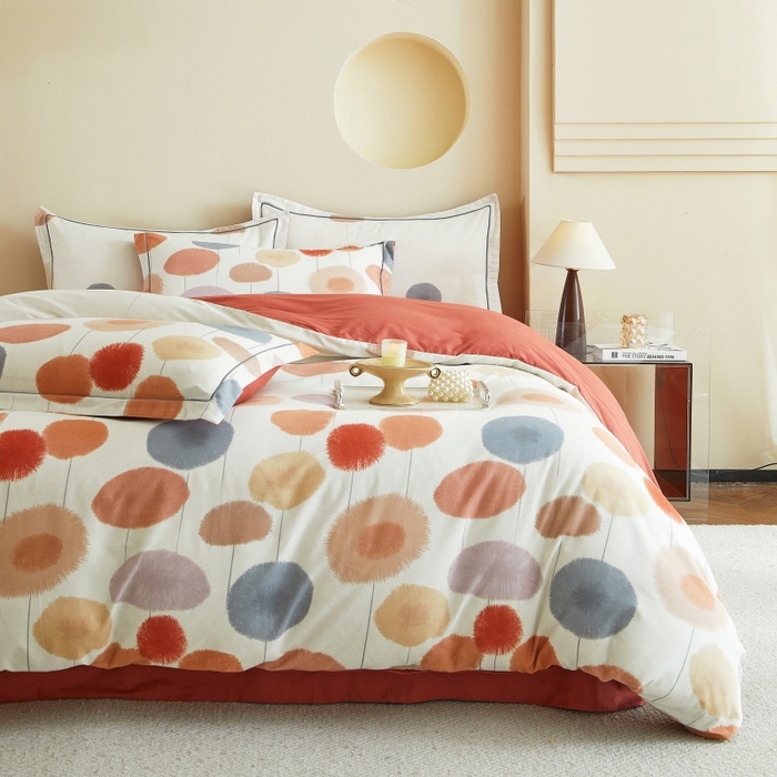 91家纺网 家纺一手货源 找家纺 沐白家居 2025新款全棉生态磨毛四件套蒸蒸日上