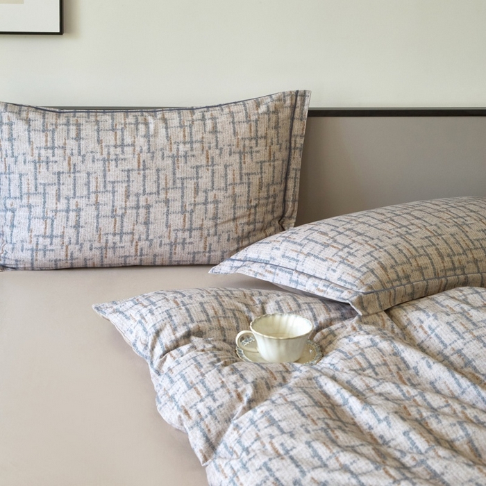 91家纺网 家纺一手货源 找家纺 沐白家居 2025新款全棉生态磨毛四件套追影-驼