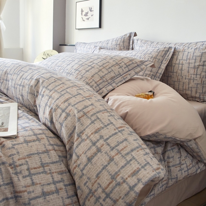 91家纺网 家纺一手货源 找家纺 沐白家居 2025新款全棉生态磨毛四件套追影-驼