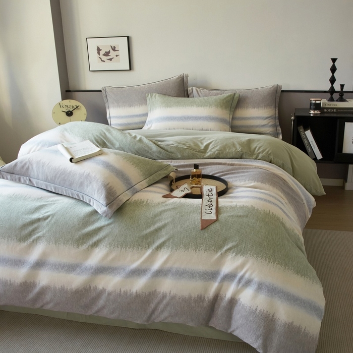 91家纺网 家纺一手货源 找家纺 沐白家居 2025新款全棉生态磨毛四件套暖调-绿