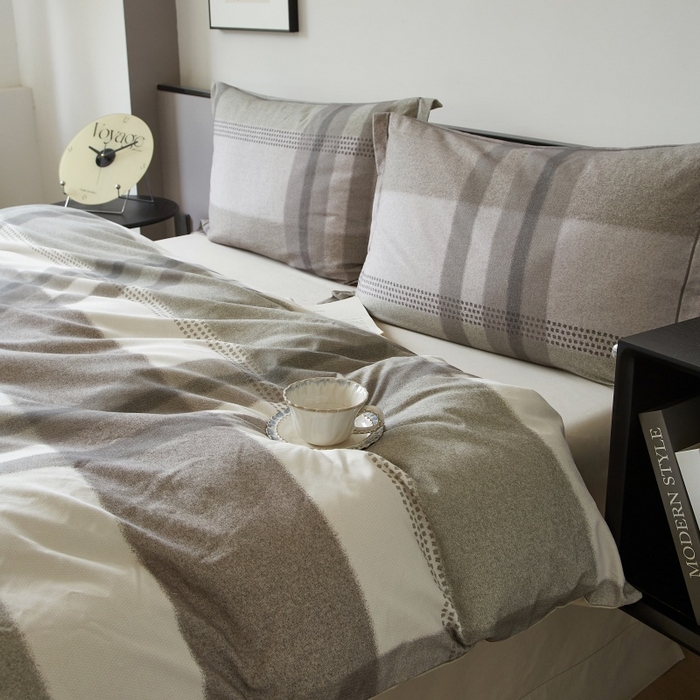 91家纺网 家纺一手货源 找家纺 沐白家居 2025新款全棉生态磨毛四件套云途-灰