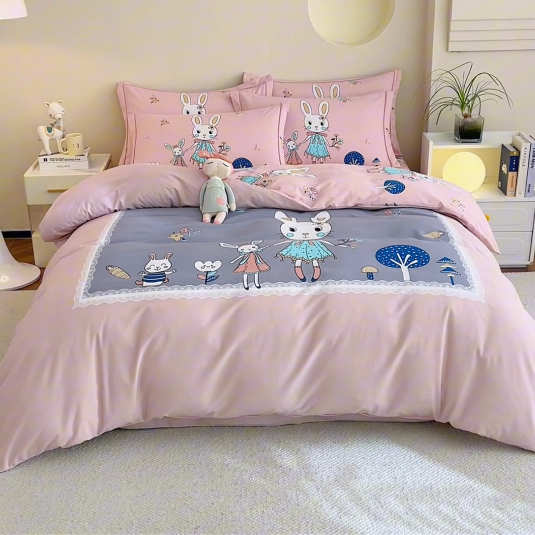 91家纺网 家纺一手货源 找家纺 沐白家居 2025新款全棉生态磨毛四件套安妮日记