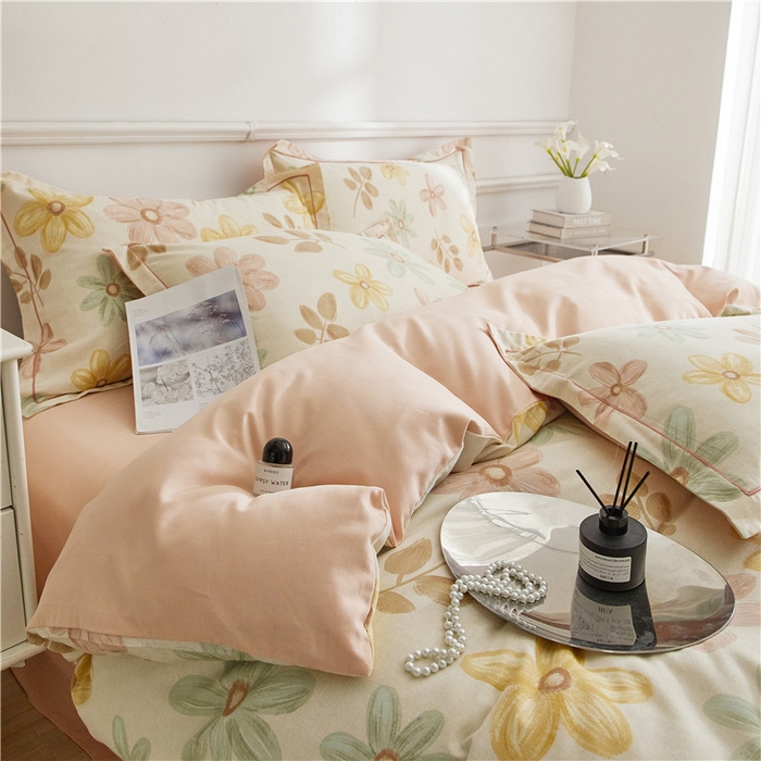 91家纺网 家纺一手货源 找家纺 沐白家居 2025新款全棉生态磨毛四件套向阳