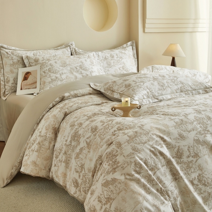 91家纺网 家纺一手货源 找家纺 沐白家居 2025新款全棉生态磨毛四件套浮生