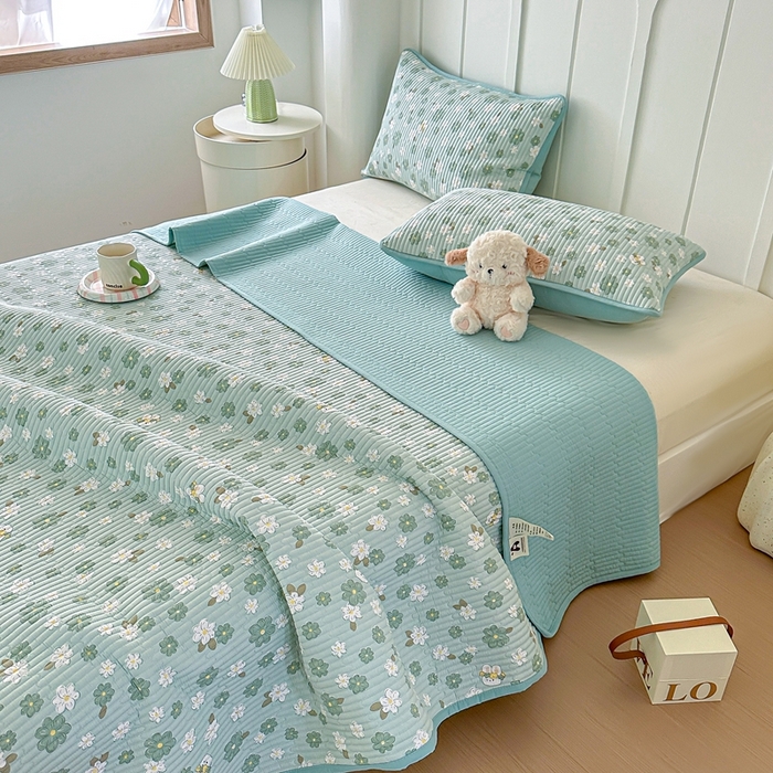 91家纺网 家纺一手货源 找家纺 橘夏家纺 2025新款全棉床盖三件套 栀香小兔