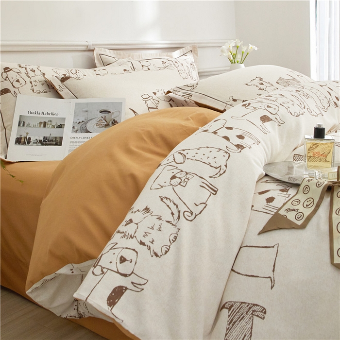 91家纺网 家纺一手货源 找家纺 沐白家居 2025新款全棉生态磨毛四件套旺仔派