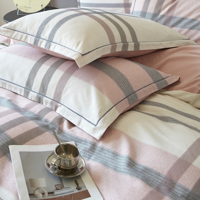 91家纺网 家纺一手货源 找家纺 沐白家居 2025新款全棉生态磨毛四件套寻山-豆沙