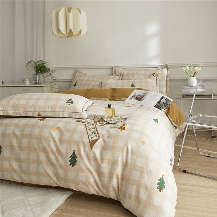 91家纺网 家纺一手货源 找家纺 沐白家居 2025新款全棉生态磨毛四件套圣诞序曲