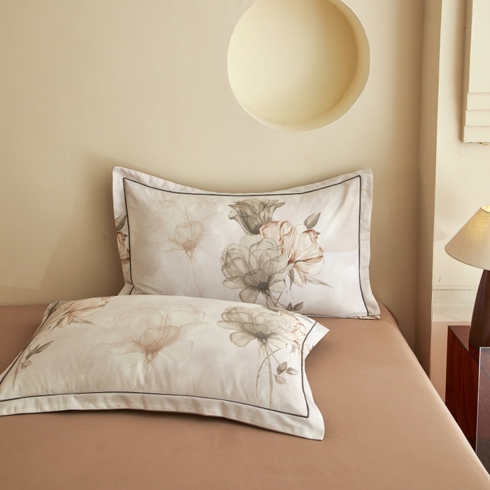 91家纺网 家纺一手货源 找家纺 沐白家居 2025新款全棉生态磨毛四件套悠然-咖