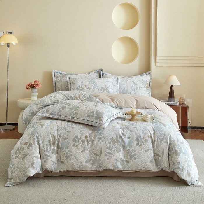 91家纺网 家纺一手货源 找家纺 沐白家居 2025新款全棉生态磨毛四件套颜序