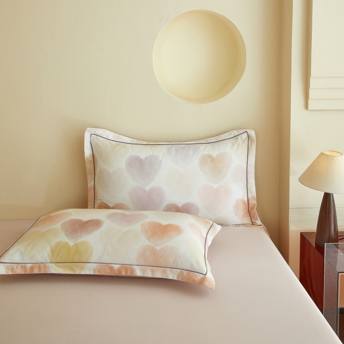 91家纺网 家纺一手货源 找家纺 沐白家居 2025新款全棉生态磨毛四件套馨心-粉