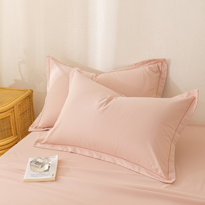 91家纺网 家纺一手货源 找家纺 2025新款A类100%全棉纯色加厚磨毛枕套+床单单件/简约组合 磨毛-藕粉色