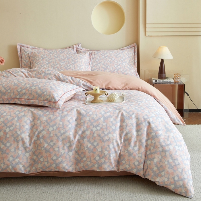 91家纺网 家纺一手货源 找家纺 沐白家居 2025新款全棉生态磨毛四件套花畔