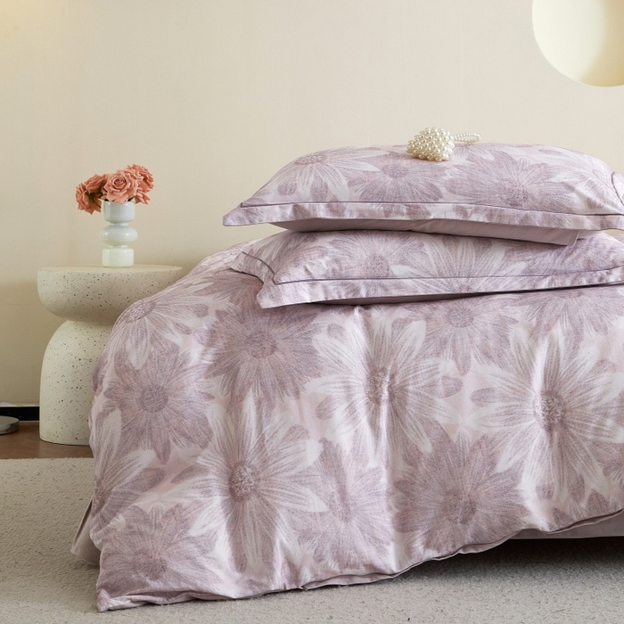 91家纺网 家纺一手货源 找家纺 沐白家居 2025新款全棉生态磨毛四件套向阳花开-粉