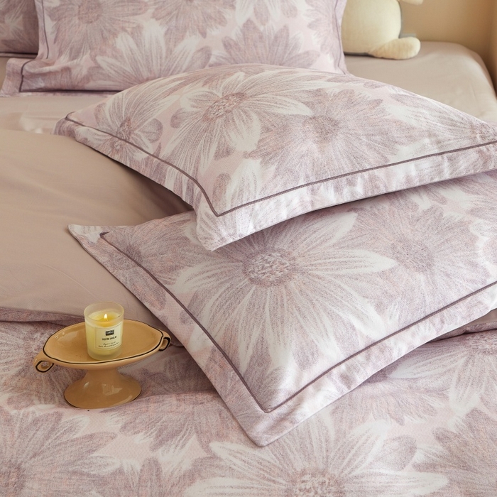 91家纺网 家纺一手货源 找家纺 沐白家居 2025新款全棉生态磨毛四件套向阳花开-粉