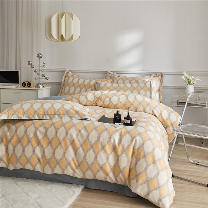 91家纺网 家纺一手货源 找家纺 沐白家居 2025新款全棉生态磨毛四件套追光