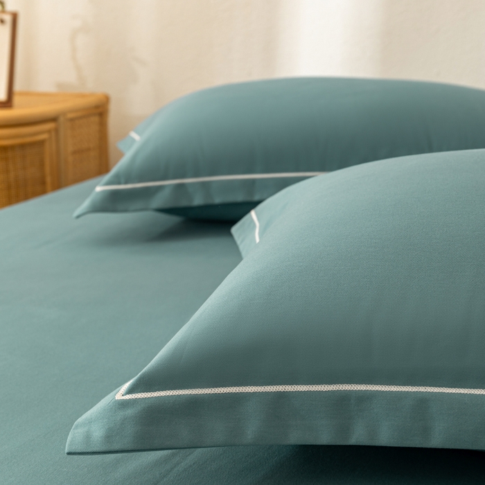 91家纺网 家纺一手货源 找家纺 2025新款A类100%全棉纯色加厚磨毛枕套+床单单件/简约组合 磨毛-莫尼兰