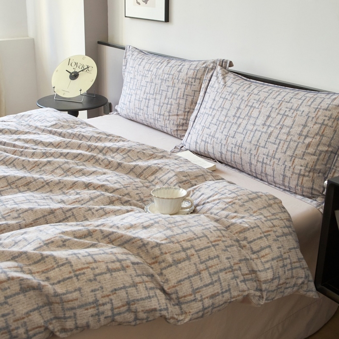 91家纺网 家纺一手货源 找家纺 沐白家居 2025新款全棉生态磨毛四件套追影-驼