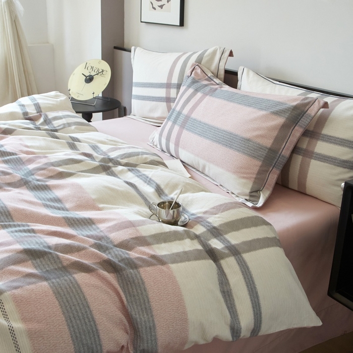 91家纺网 家纺一手货源 找家纺 沐白家居 2025新款全棉生态磨毛四件套寻山-豆沙