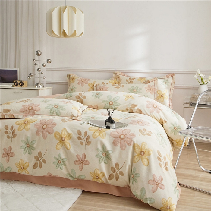 91家纺网 家纺一手货源 找家纺 沐白家居 2025新款全棉生态磨毛四件套向阳