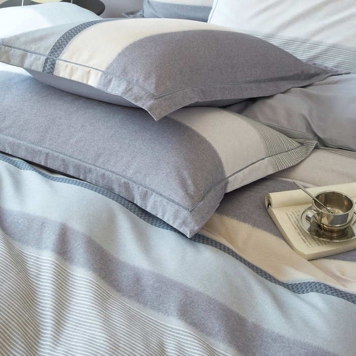 91家纺网 家纺一手货源 找家纺 沐白家居 2025新款全棉生态磨毛四件套如初-蓝灰