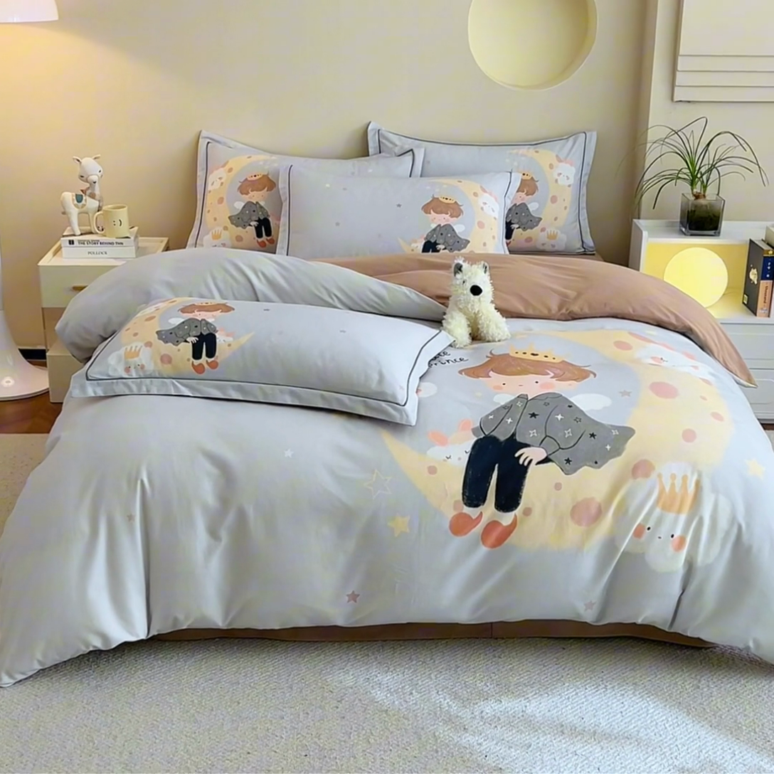 91家纺网 家纺一手货源 找家纺 沐白家居 2025新款全棉生态磨毛四件套小王子