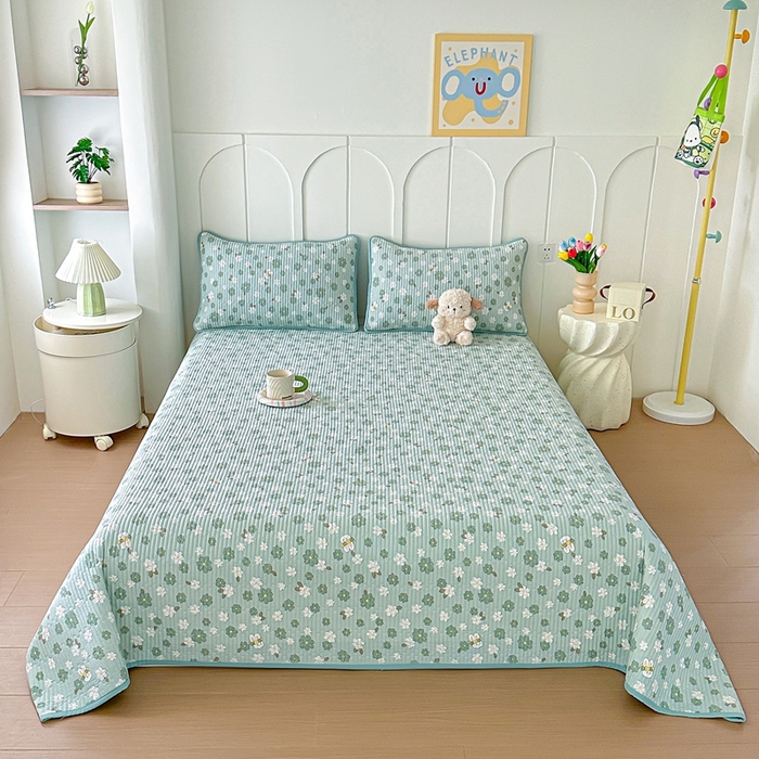 91家纺网 家纺一手货源 找家纺 橘夏家纺 2025新款全棉床盖三件套 栀香小兔