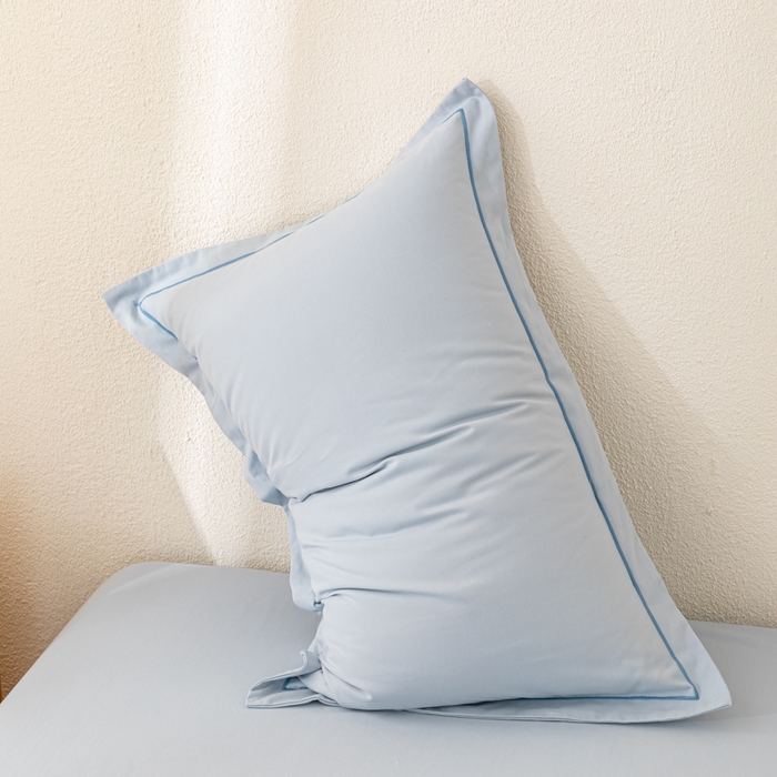 91家纺网 家纺一手货源 找家纺 2025新款A类100%全棉纯色加厚磨毛枕套+床单单件/简约组合 磨毛-晴空蓝