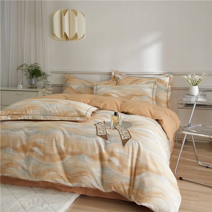 91家纺网 家纺一手货源 找家纺 沐白家居 2025新款全棉生态磨毛四件套诺拉