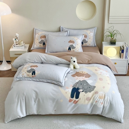 沐白家居 2025新款全棉生态磨毛四件套小王子