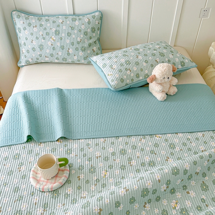 91家纺网 家纺一手货源 找家纺 橘夏家纺 2025新款全棉床盖三件套 栀香小兔