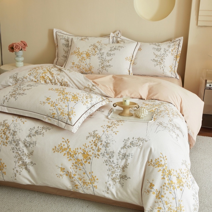 91家纺网 家纺一手货源 找家纺 沐白家居 2025新款全棉生态磨毛四件套境禾-玉