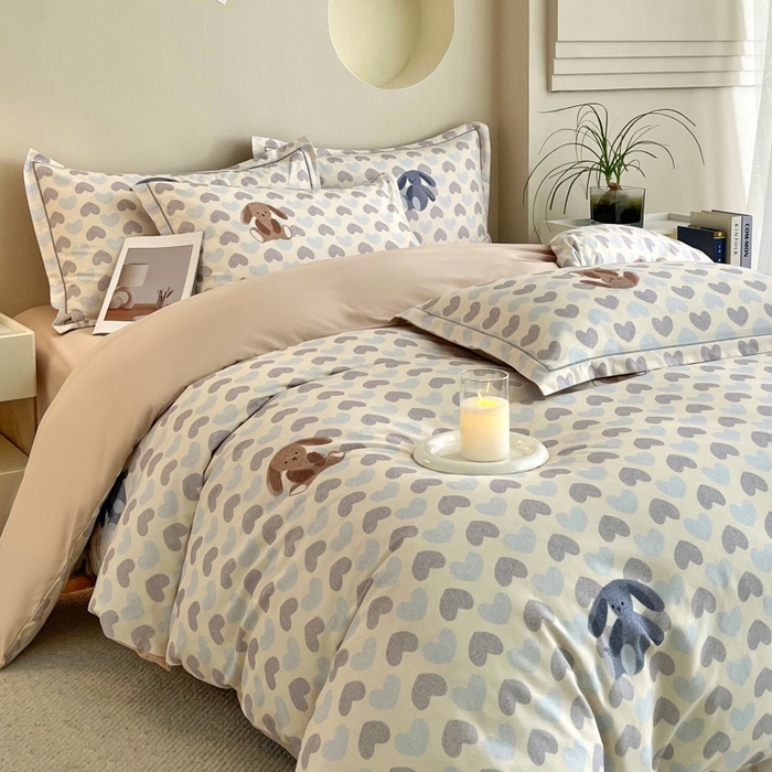 91家纺网 家纺一手货源 找家纺 沐白家居 2025新款全棉生态磨毛四件套悠闲午后