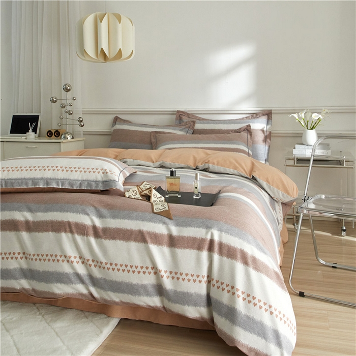 91家纺网 家纺一手货源 找家纺 沐白家居 2025新款全棉生态磨毛四件套芮心-咖