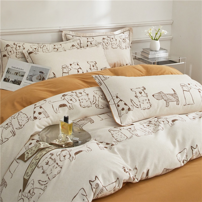 91家纺网 家纺一手货源 找家纺 沐白家居 2025新款全棉生态磨毛四件套旺仔派