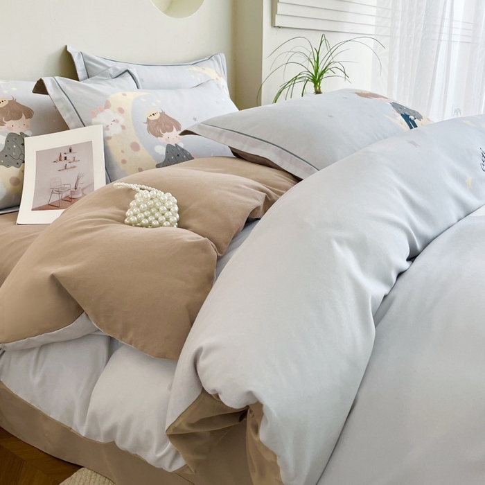 91家纺网 家纺一手货源 找家纺 沐白家居 2025新款全棉生态磨毛四件套小王子