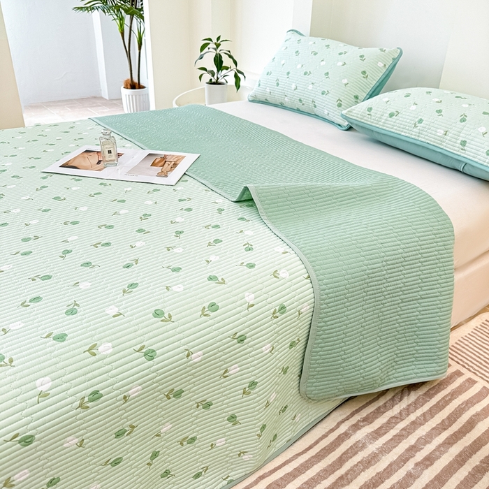 91家纺网 家纺一手货源 找家纺 橘夏家纺 2025新款全棉床盖三件套 初享时光