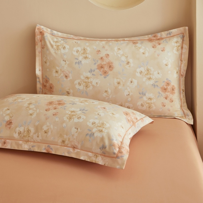 91家纺网 家纺一手货源 找家纺 沐白家居 2025新款全棉生态磨毛四件套嫣然-桔