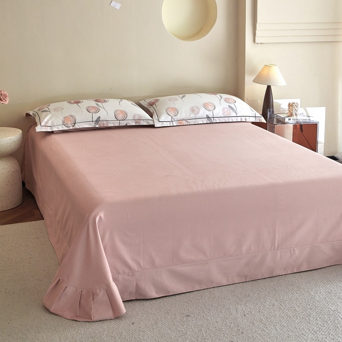 91家纺网 家纺一手货源 找家纺 沐白家居 2025新款全棉生态磨毛四件套遇见你-粉