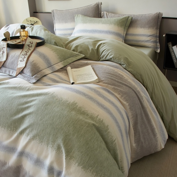 91家纺网 家纺一手货源 找家纺 沐白家居 2025新款全棉生态磨毛四件套暖调-绿