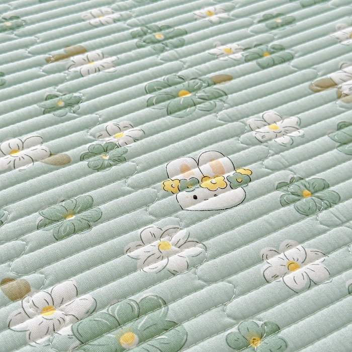 91家纺网 家纺一手货源 找家纺 橘夏家纺 2025新款全棉床盖三件套 栀香小兔