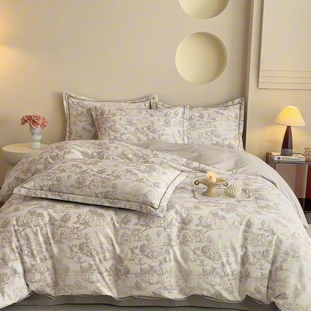 91家纺网 家纺一手货源 找家纺 沐白家居 2025新款全棉生态磨毛四件套浮生