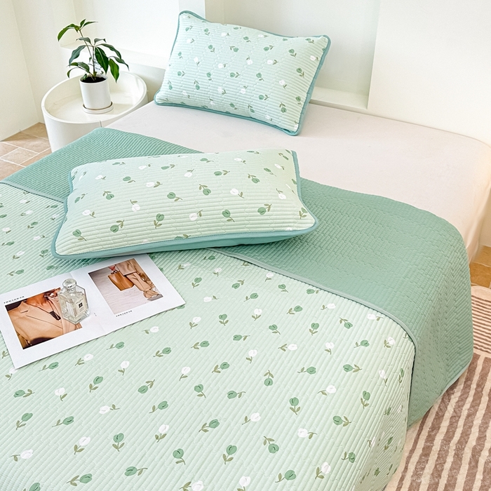 91家纺网 家纺一手货源 找家纺 橘夏家纺 2025新款全棉床盖三件套 初享时光