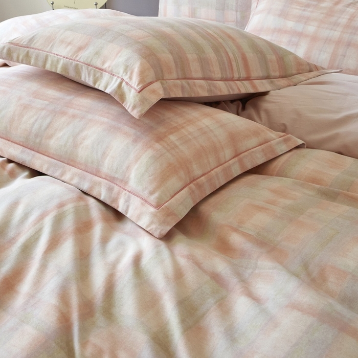 91家纺网 家纺一手货源 找家纺 沐白家居 2025新款全棉生态磨毛四件套彩虹格-粉