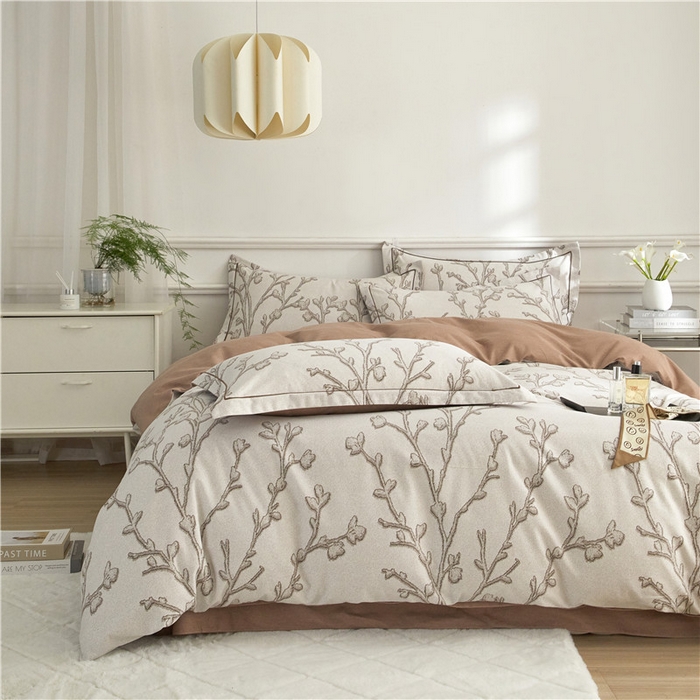 91家纺网 家纺一手货源 找家纺 沐白家居 2025新款全棉生态磨毛四件套美沐-咖