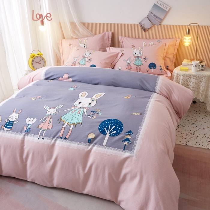 91家纺网 家纺一手货源 找家纺 沐白家居 2025新款全棉生态磨毛四件套安妮日记