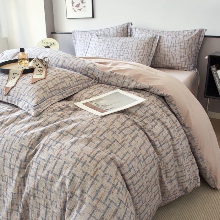 91家纺网 家纺一手货源 找家纺 沐白家居 2025新款全棉生态磨毛四件套追影-驼