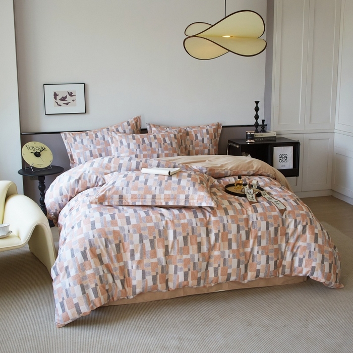 91家纺网 家纺一手货源 找家纺 沐白家居 2025新款全棉生态磨毛四件套凌川-驼